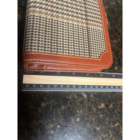 Vintage Leather Advantage Organizer Planner Calendar Address Cognac Houndstooth - Picture 4 of 11